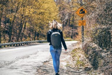 Female Walker with Adventure Backpack